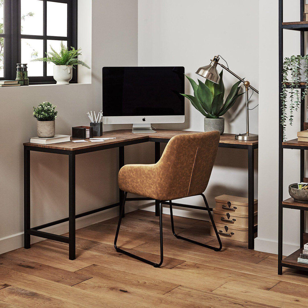 Borough Wharf Alodie L-Shaped MDF Computer Desk Tan 72cm H X 130cm W X 45cm D