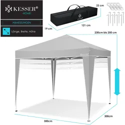 Kesser, Pavillon, Pavillon 3x3m wasserdicht inkl. Tasche Pop-Up Klicksystem (300 cm, 300 cm)