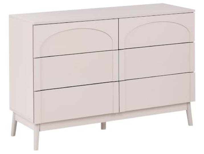 Beliani Kommode Hellbeige schmal 120x40 cm mit Holzbeinen 6 Schubladen grifflos 80 cm hoch modern Boulia