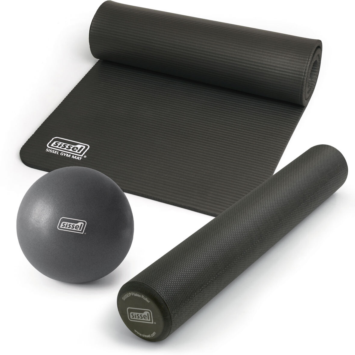 Sissel KIT PILATES CASA LITE PREMIUM ANTRACITE: Soft Ball, Rullo e Materassino Antracite