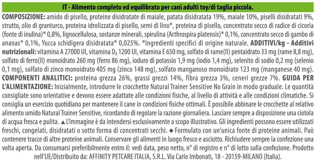 Natural Trainer Sensitive No Grain Mini Maiale 2KG