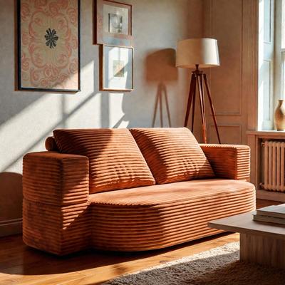 Fundinbaths 78.7 Inch Convertible Floor Sofa Bed, Folding Corduroy Loveseat Sleeper Couch for Apartment and Guest Room