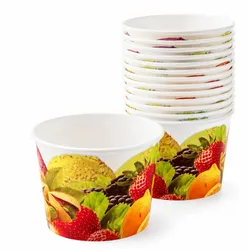 Eisbecher 400 ml aus Pappe mit Fruchtmotiv, Kleine Dessertbecher
