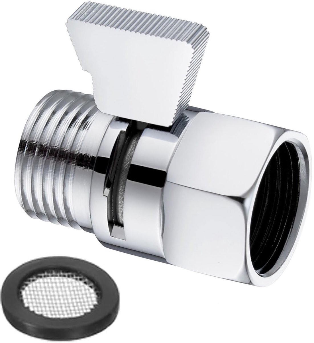 Universele douchekop afsluitklep met knopbediening - G1/2 - Zilver/Chroom