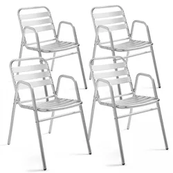 Oviala Business Lot 4 Gartensessel Aluminium grau