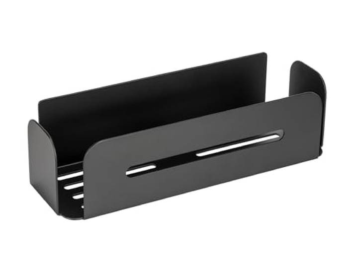 WENKO Turbo-Loc® Bivio Étagère murale en aluminium pour salle de bain\, fixation sans perçage\, noir mat