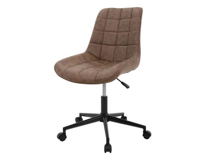Chaise de bureau à roulettes Marron avec revêtement en similicuir et piètement métallique ML-Design