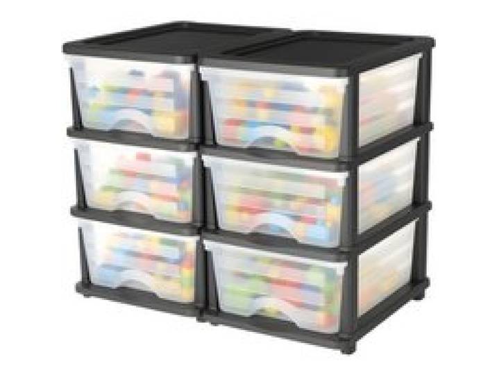 VEVOR Schubladenwagen Schubladenschrank mit 3 Schubladen (2er-Pack), rollbarer Schubladenbox Rollcontainer aus Kunststoff mit durchsichtigen Behältern für Bürobedarf Bastelräume Klassenzimmer