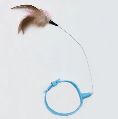 Inspire Picks Feather Ring Self Play Cat Collar Toy Interactive Feather & Bell Neck Teaser For Cats blue