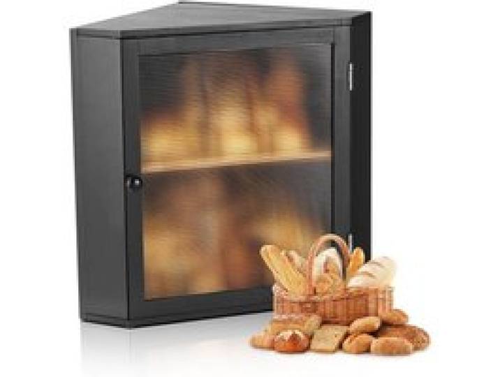 VEVOR Eck-Brotkasten doppellagiger Brotbehälter Brotbox Organizer aus Holz für selbstgebackenes Brot, Aufbewahrungsbehälter mit gewellter Acryl-Türplatte, Brotaufbewahrung Lagerung Schwarz