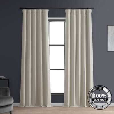 Exclusive Fabrics Faux Linen 100% Blackout Curtains Heat and Light Blocking - (1 Panel)