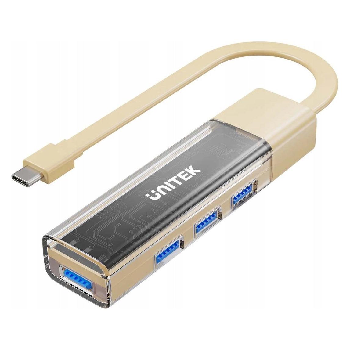 Unitek HUB USB hub dwukierunkowy USB C/USB A 5Gbps, 4x USB A kremowy (USB-A, USB-C, 4 Ports) (H1319ACL01)