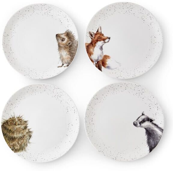 Wrendale Designs Set of 4 Woodland Animals 27cm Coupe Plates