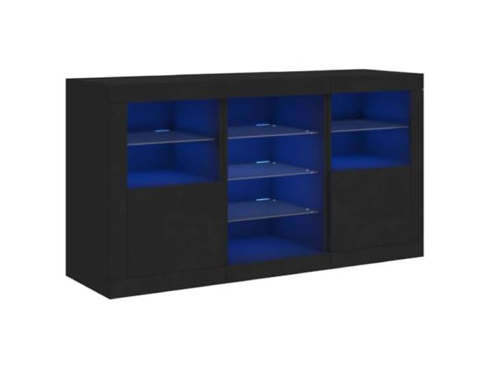 vidaXL Sideboard mit LED-Leuchten Schwarz 123x37x67 cm