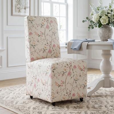 Furniture of America Valea French Fabric Fully Upholstered Dining Chair with Casters