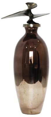 Sagebrook Home Glass Vase with Sculptural Aluminum Accent Metal Transitional Style