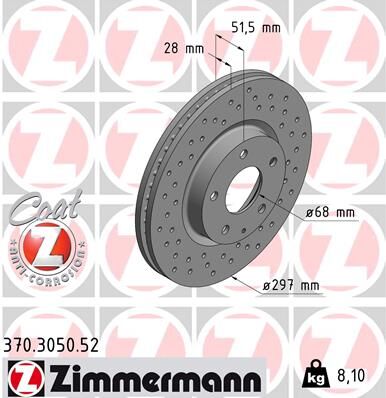 Zimmermann Bremsscheibe Sport Coat Z 370.3050.52 Vorderachse Gelocht 297mm 28mm Für Mazda