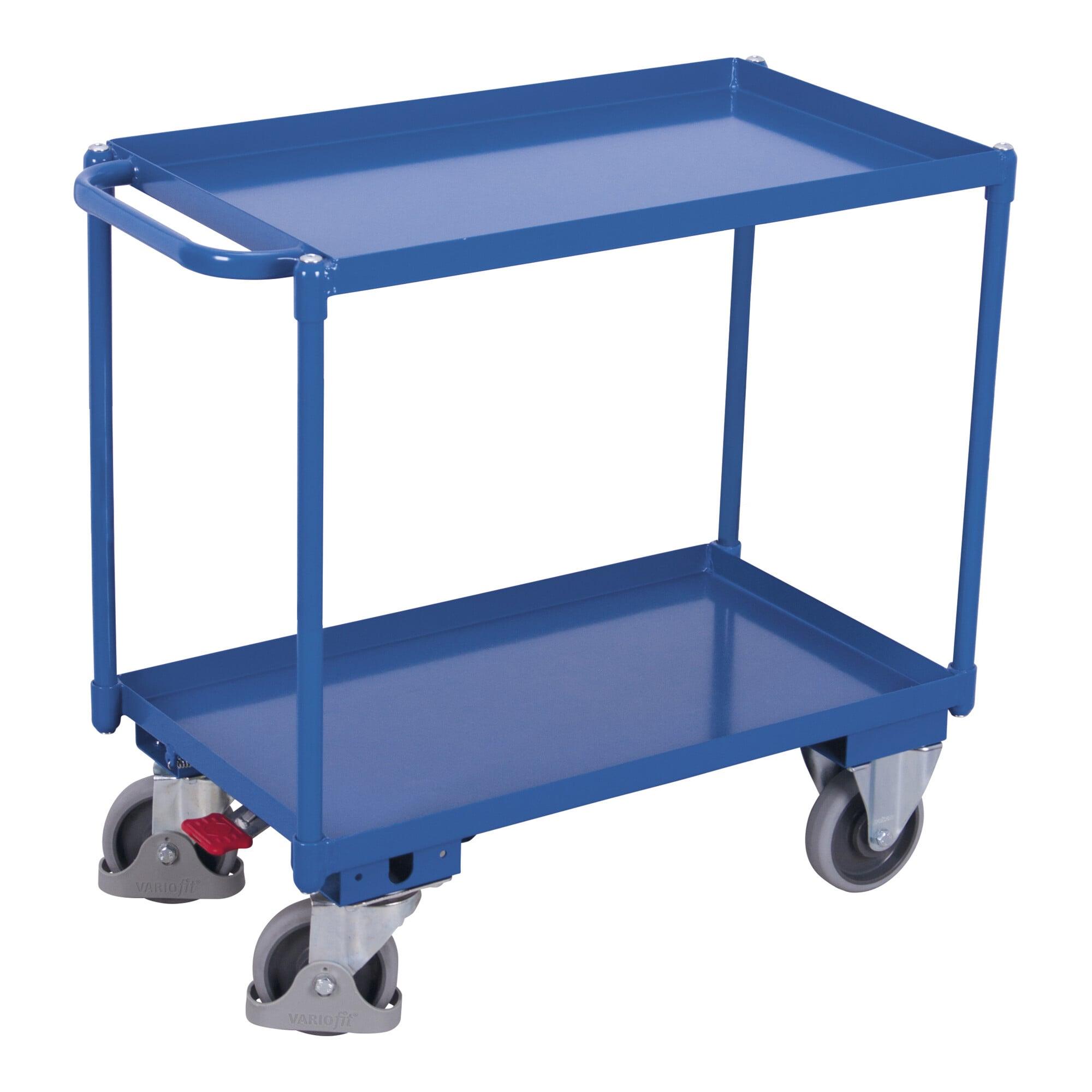 VARIOfit Tischwagen mit 2 Ladeflächen 845 x 495 mm Schiebegriff waagerecht (sw-500.510)