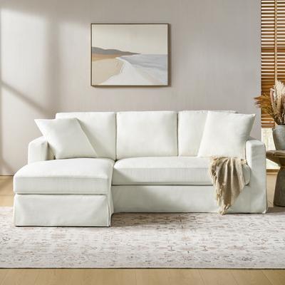 "HULALA HOME Victor 85"" Slipcovered Sofa with Interchangeable Chaise Lounge"