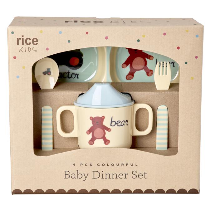 Rice - Melamine Baby Dinner Set - Blue ABC Print - 4 pcs (BABOX-4ZABC)