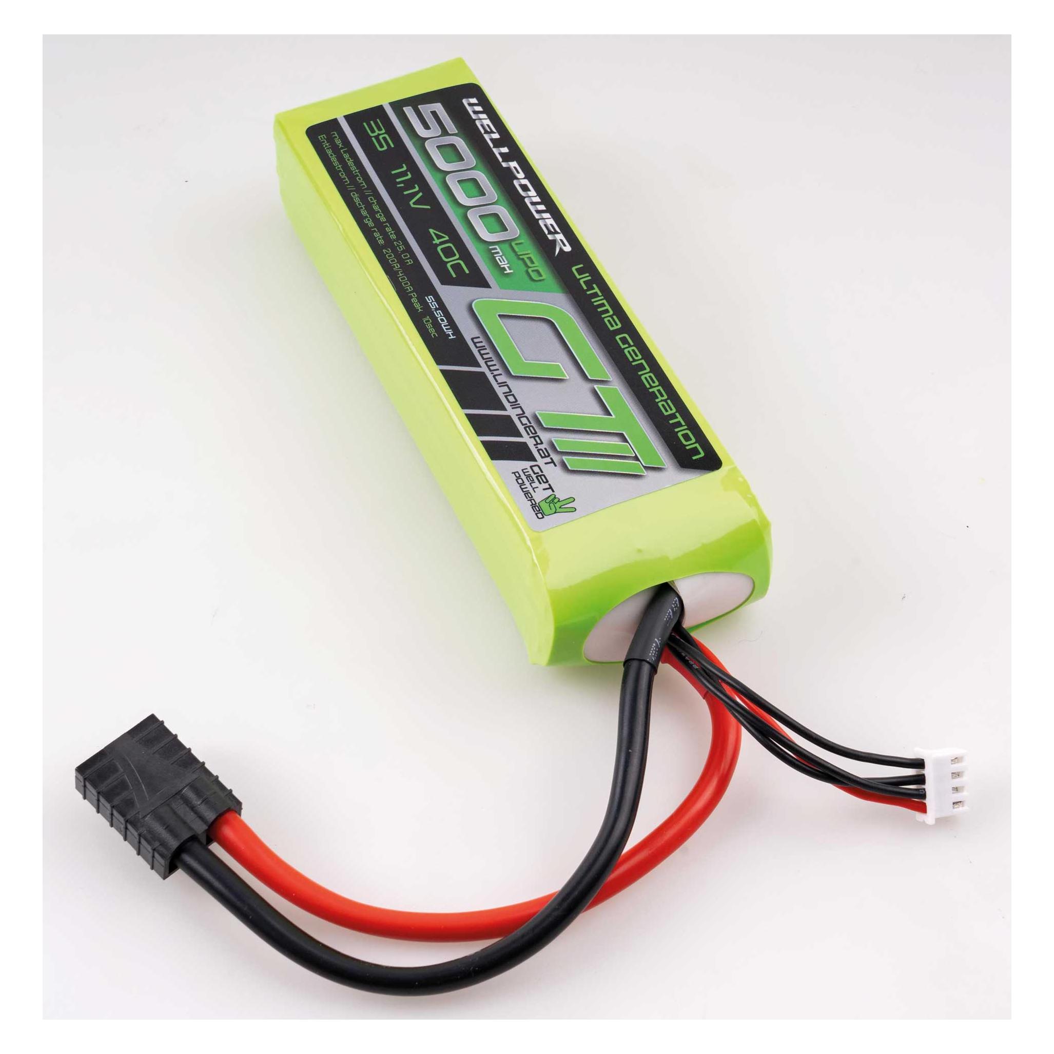Wellpower LIPO AKKU ULTIMA GT II Car 5000 mAh / 11,1Volt 3S 40/80C CH5/8 TRX (5000 mAh, 11.10 V) (5000/35C-3S/CAR softcase-TR+GT)