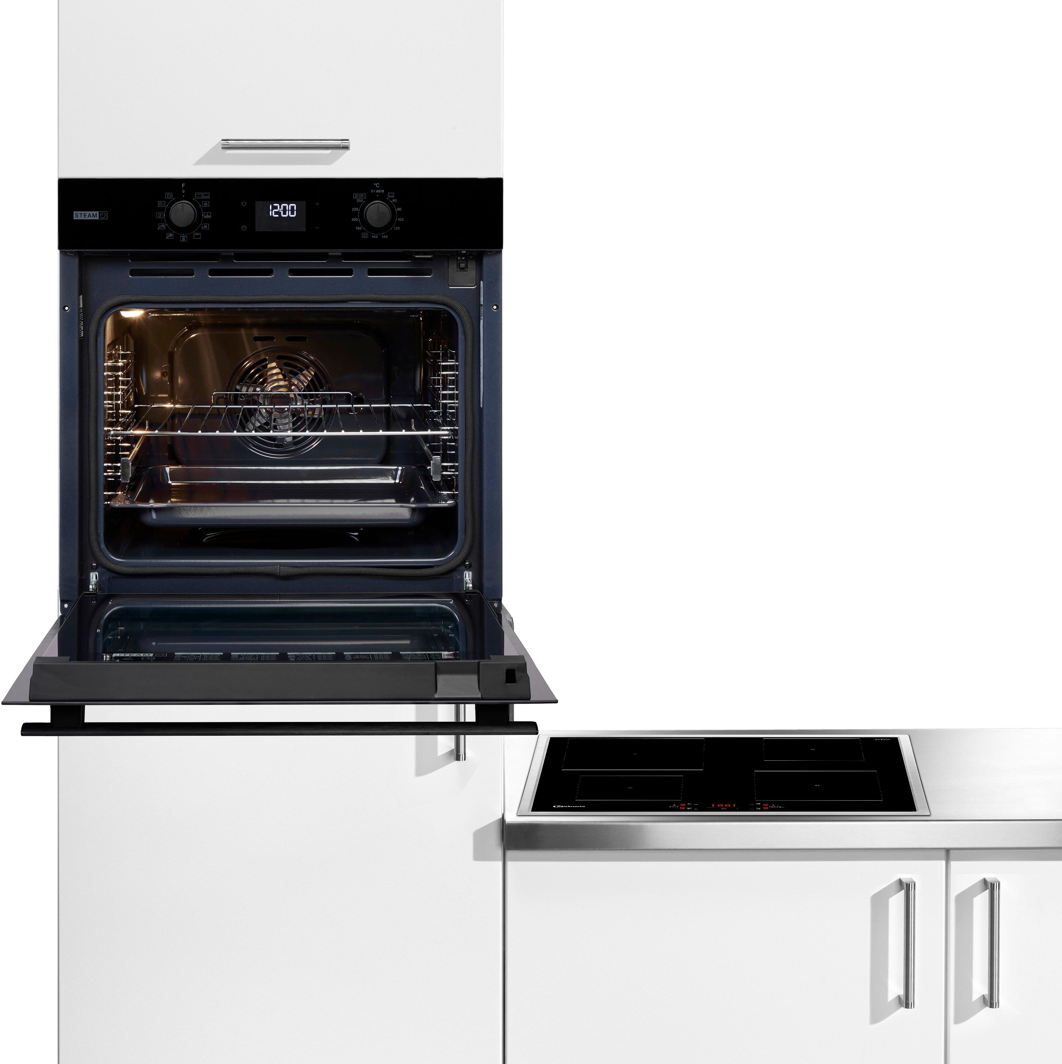 Bauknecht Backofen-Set "BAKO 800 Pyro Steam", Energieeffizienz: A+, schwarz, Herdsets, FlexiClean - Pyrolyse & Hydrolyse in einem Gerät, Backofen-Set