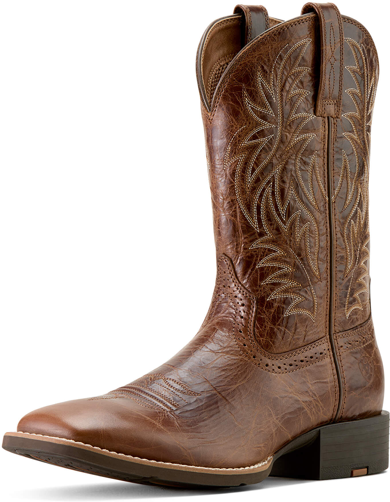 Men's Sport Western Wide Square Toe Cowboy Boots in Dark Tan by Ariat