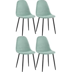 CLP 4er Set Esszimmerstühle Napier Stoff   Farbe: hellgrün, Material: Stoff