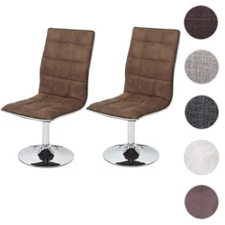 2er-Set Esszimmerstuhl HWC-C41, Stuhl Küchenstuhl, höhenverstellbar drehbar, Stoff/Textil FSC® ~ vintage braun