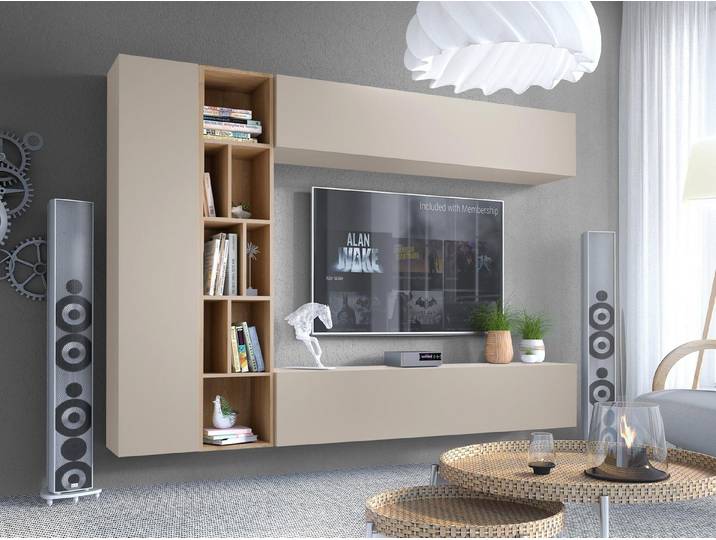MIRJAN24 Wohnwand Kodita, (Komplett-Set, 3x Hängeschrank, Regal), 224x33x160 cm
