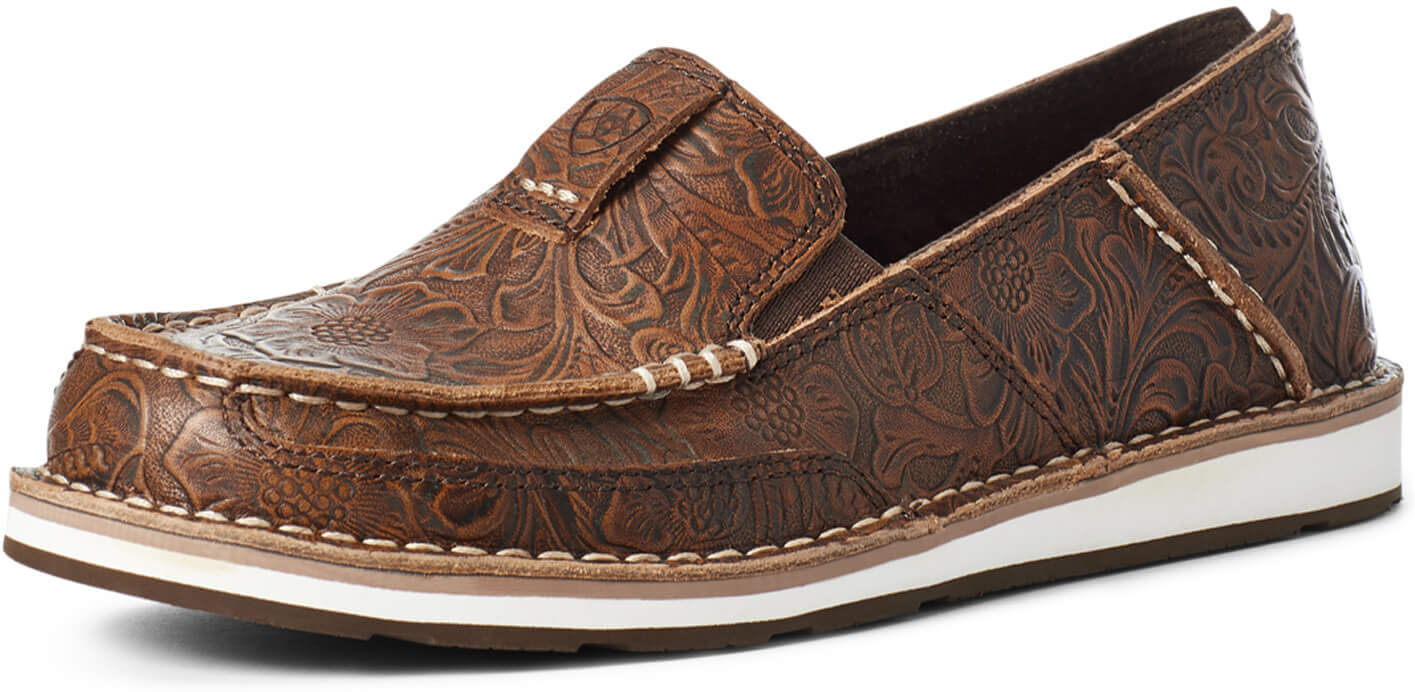 Women's Cruiser Casual Shoes in Brown Floral Emboss, Size: 6.5 C / Wide by Ariat