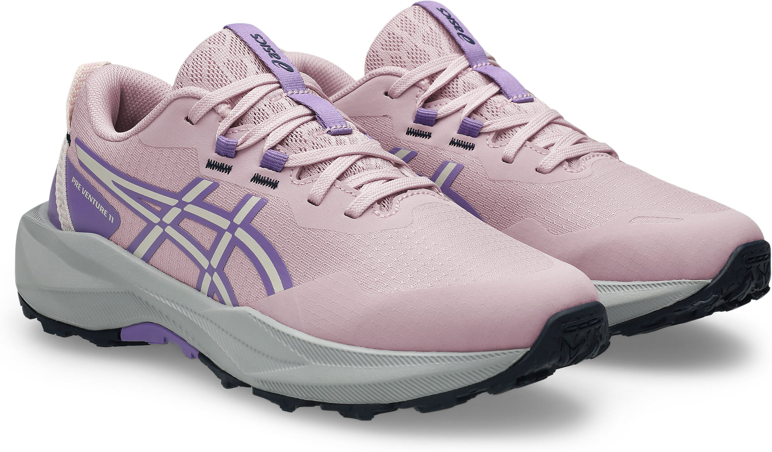 Trailrunningschuh ASICS "PRE-VENTURE 11 GS", Jungen, Gr. 39,5, rosa (barely rose, faded plum), Synthetik, Schuhe Trailrunningschuh, für Kinder & Jugendliche barely rose, faded plum 39,5
