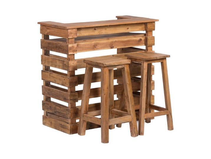 DESIGN DELIGHTS Barschrank BARSCHRANK JAVA , mit 2 Hockern, Massivholz, Vintage Bartresen
