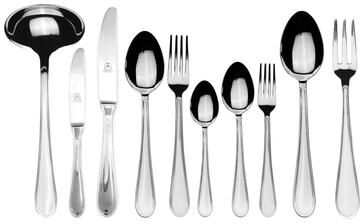 Mepra Norma Flatware Set with H/H Knives - 87 Pieces - Stainless Steel