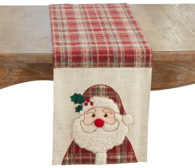 Saro Lifestyle "Plaid Santa Table Runner - 13""x72"""