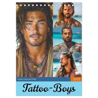 Tattoo-Boys. Coole Jungs am Meer (Tischkalender 2027 DIN A5 hoch), CALVENDO Monatskalender