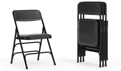 Flash Furniture 4 Pack Curved Triple Braced & Double Hinged Metal Folding Chair