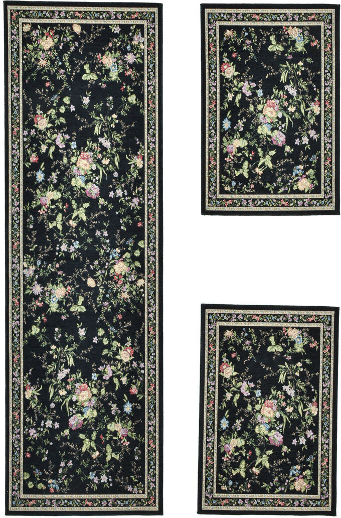 Lily Manor Costanzo Flatweave Black Rug Black 70cm W X 400cm L