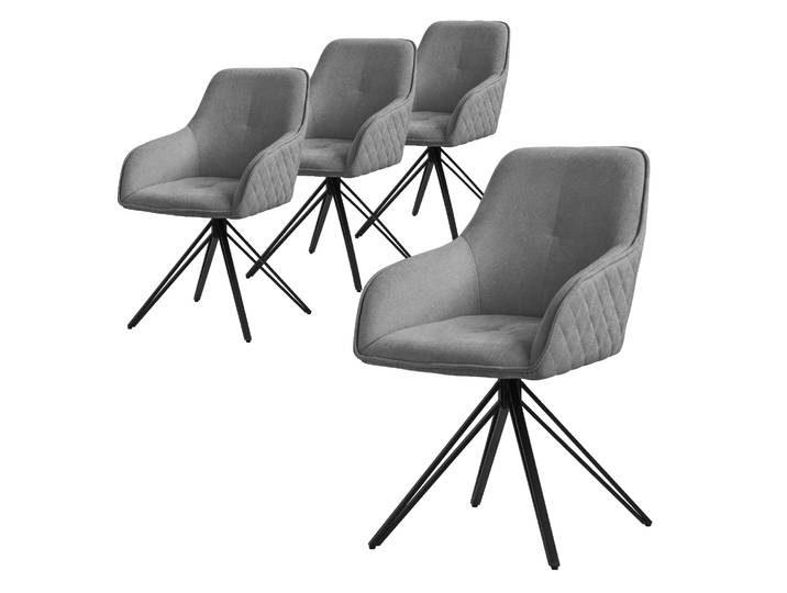 ML-Design 4x Esszimmerstuhl drehbar, Grau, aus Textil Webstoff mit Metallbeine