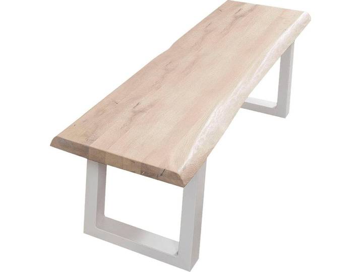 Bank HOME AFFAIRE Tristan , weiss (weiß wash, weiß), B:200cm H:45cm T:38cm, Sitzbänke, Bank, aus Massivholz Eiche