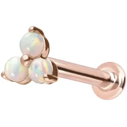14 Karat Gold Labret mit Innengewinde BLUME + 3 SYNTHETISCHE OPALE