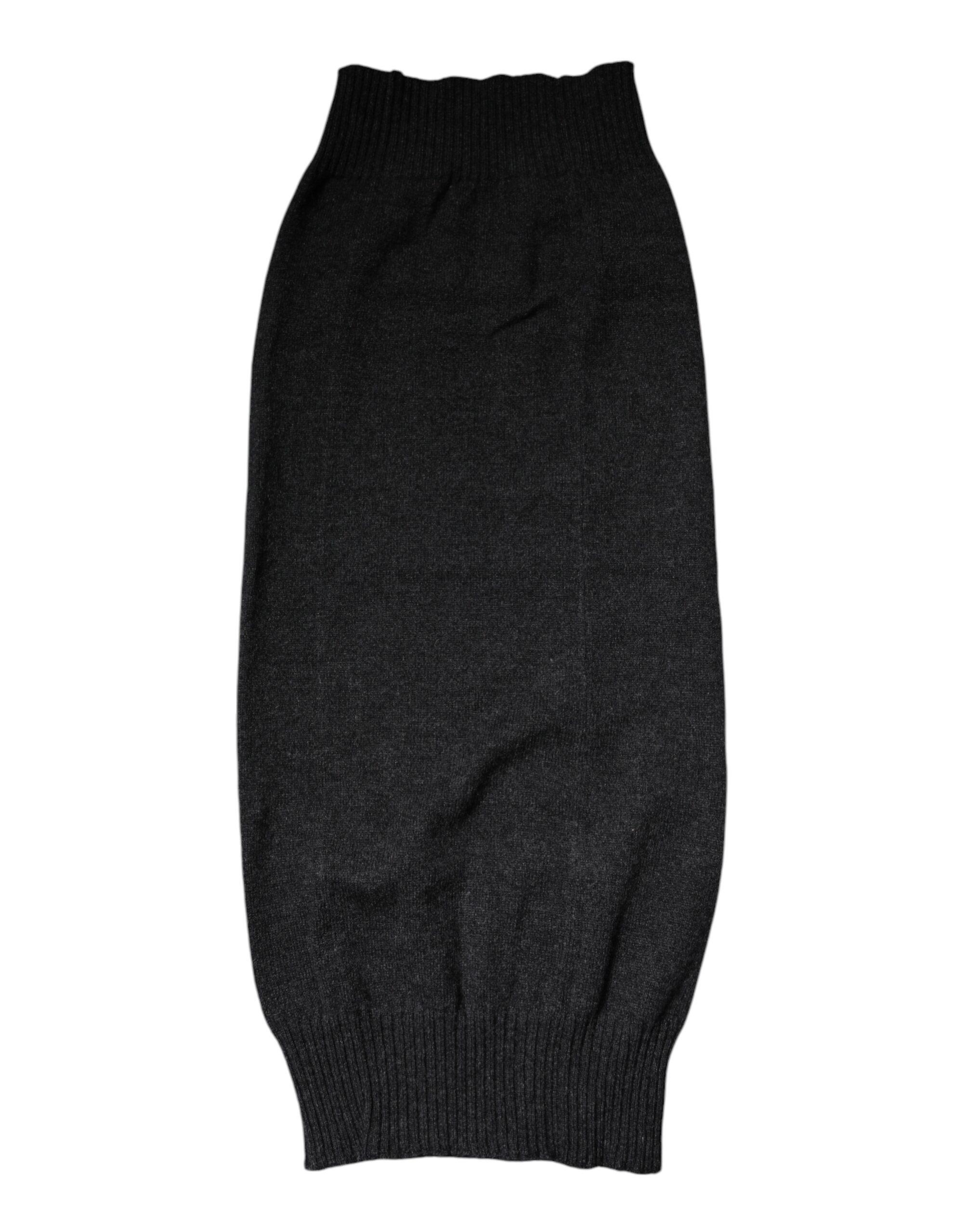 Schwarzer Cashmere Gestrickter Halswärmer Foulard Schal
