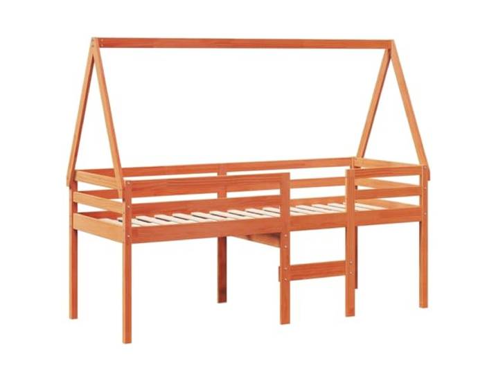 KTHLBRH Hochbett mit gewachstem Dach, 75 x 190 cm, Kiefer-Massivholz Sicheres Design mit Brüstung, integrierte Leiter, ideal für Kinderzimmer, Platz unter dem Spiel oder zur Aufbewahrung
