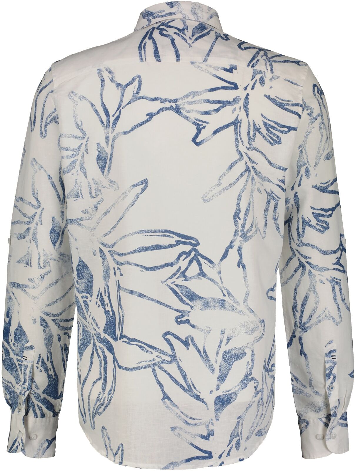Langarmhemd LERROS "Herren Langarmhemd mit sommerlichem Alloverprint", Herren, Gr. 5XL, extraweit, weiss (weiß), 55% Leinen, 45% Baumwolle, Hemden Langarmhemd weiß 5XL, extraweit