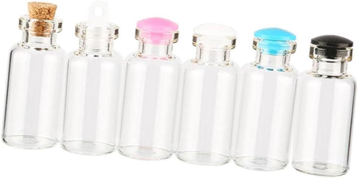 ABOOFAN 50 stuks mini glazen wensflesjes met deksel voor bruiloften en decoratie