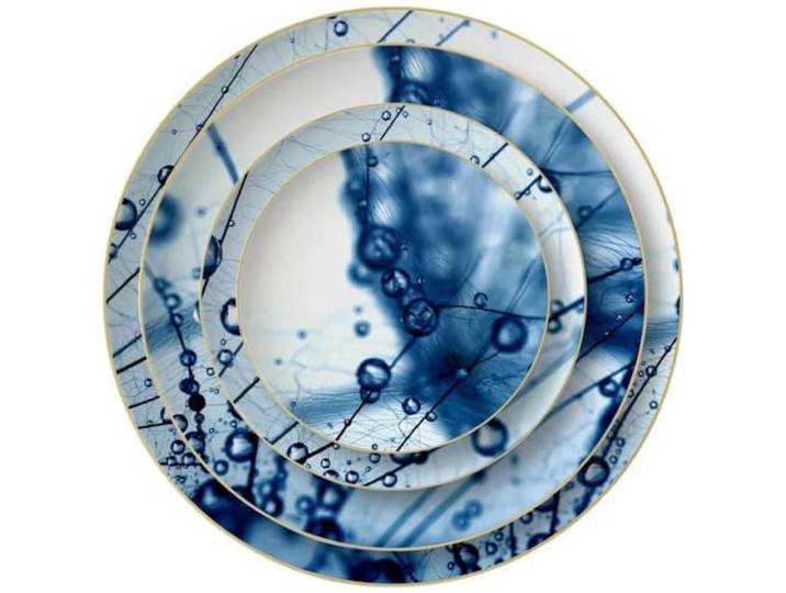 Quality Elegance Luxuriöses Blue Crystal Dewdrops Muster Geschirrset