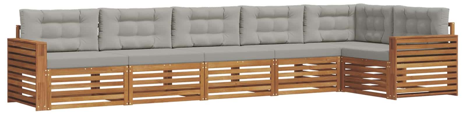 Outdoor-Sofagarnitur 6 pcs Natürlich und Hellgrau