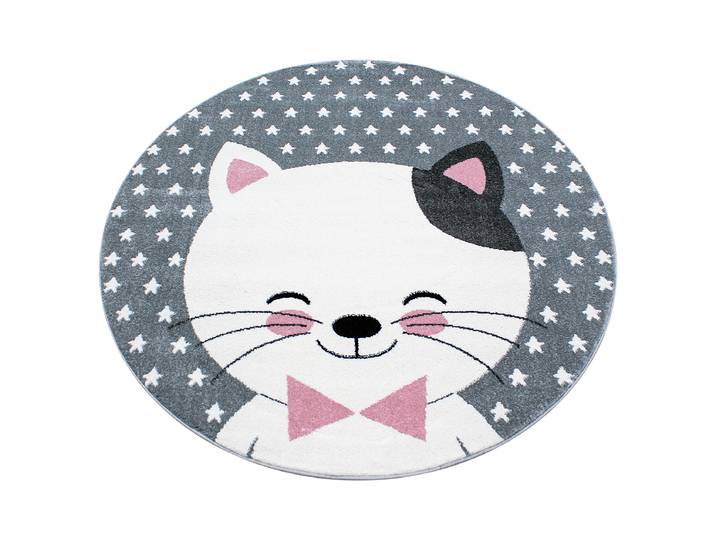 Kinderteppich Kids Katze rund Ø 160cm Pink