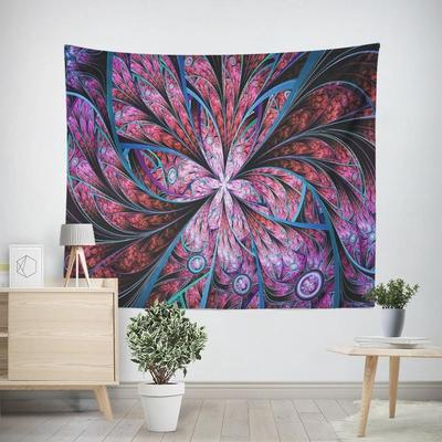Inspired Finds Bohemian Mandala Wall Tapestry Hippie Psychedelic Aesthetic Room Decor fractal Bloom Mandala 59.06x51.18in