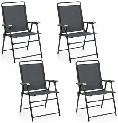 Costway 4 Pieces Portable Outdoor Folding Chair with Armrest